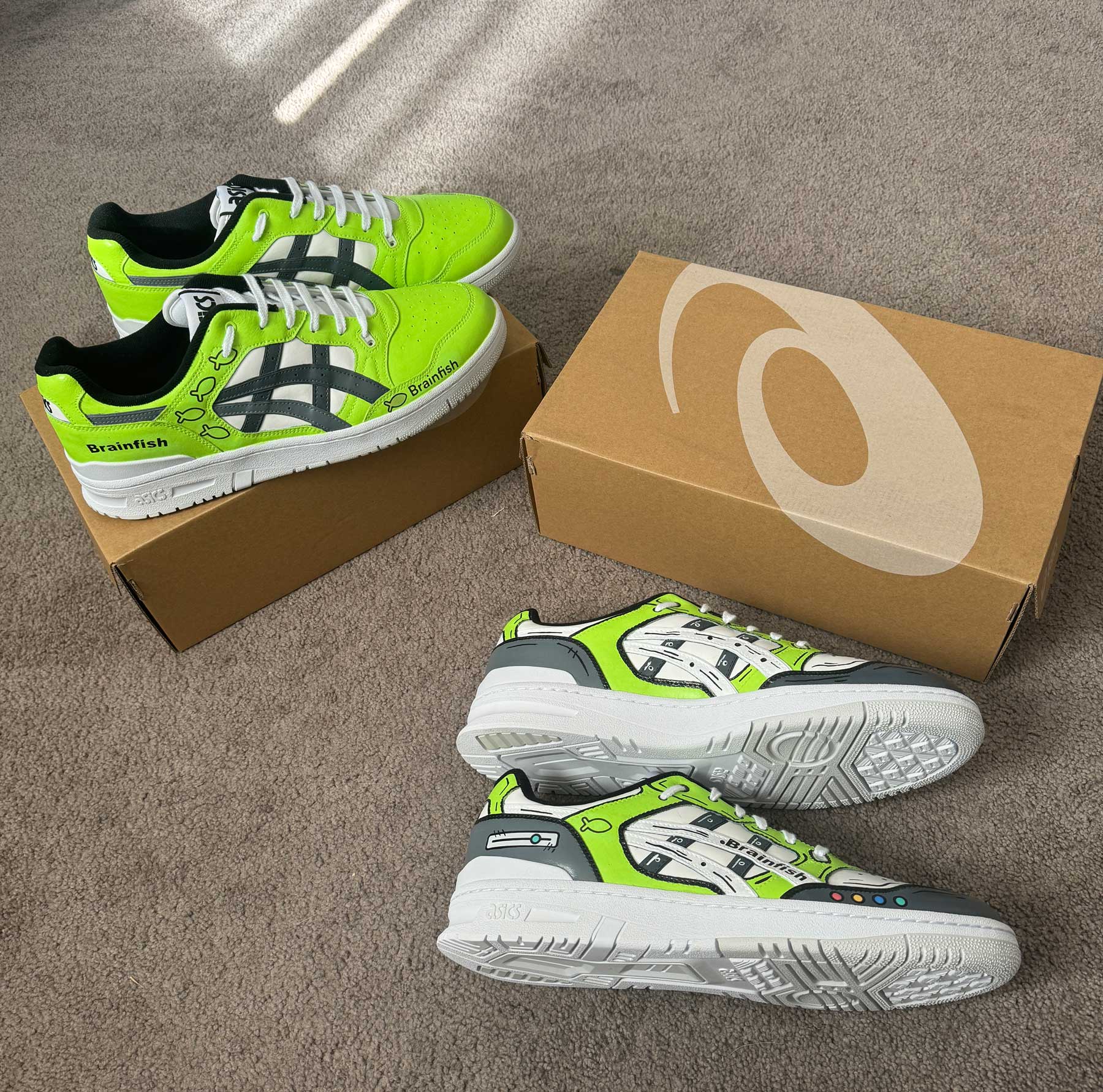 custom Asics sneakers for Brainfish