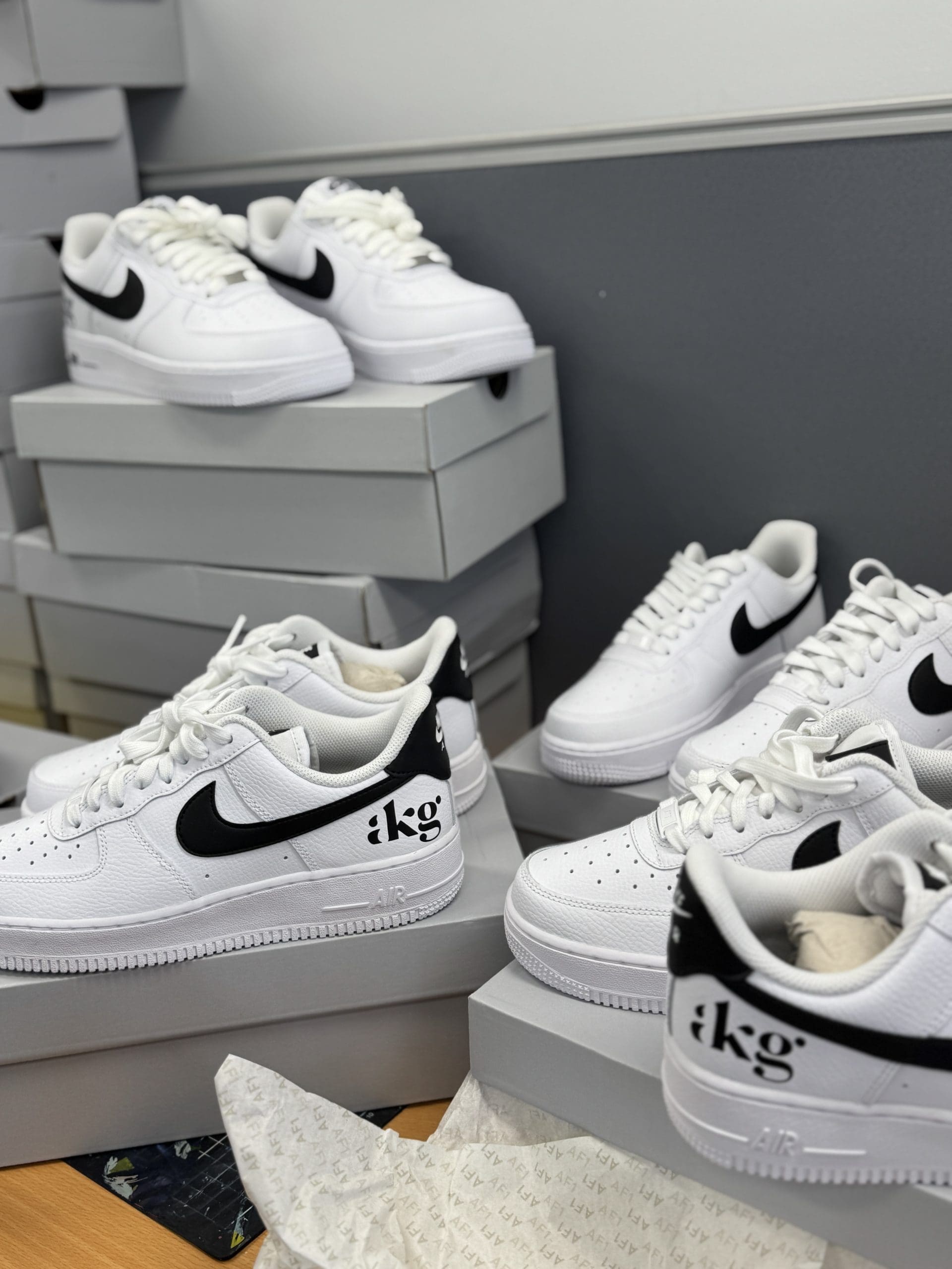 custom shoes in company colours and logo